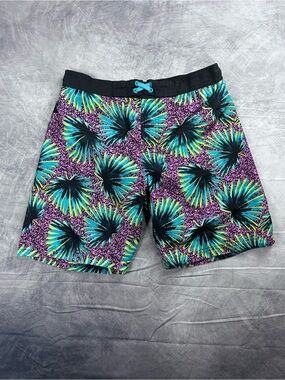 Men's Tropical Palm Board Shorts - Purple & Teal